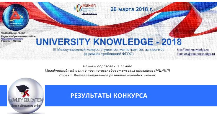 III международный конкурс «UNIVERSITY KNOWLEDGE – 2018»